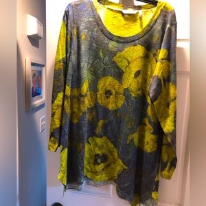 Scoop neck sweater in chartreuse